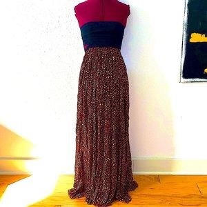 Red and black corset back maxi dress